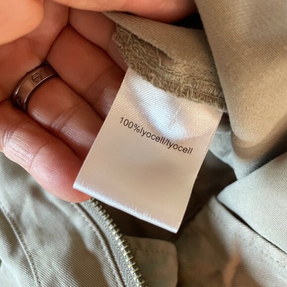 Pam & Gela Womens Long Sleeve Utility Romper Drawstring Waist Medium Lyocell Bei - Picture 4 of 11